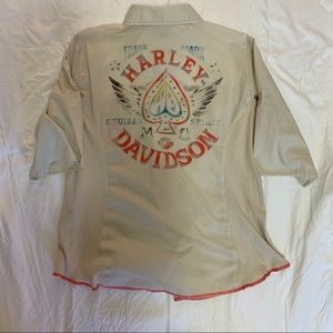 Harley Davidson cream button up